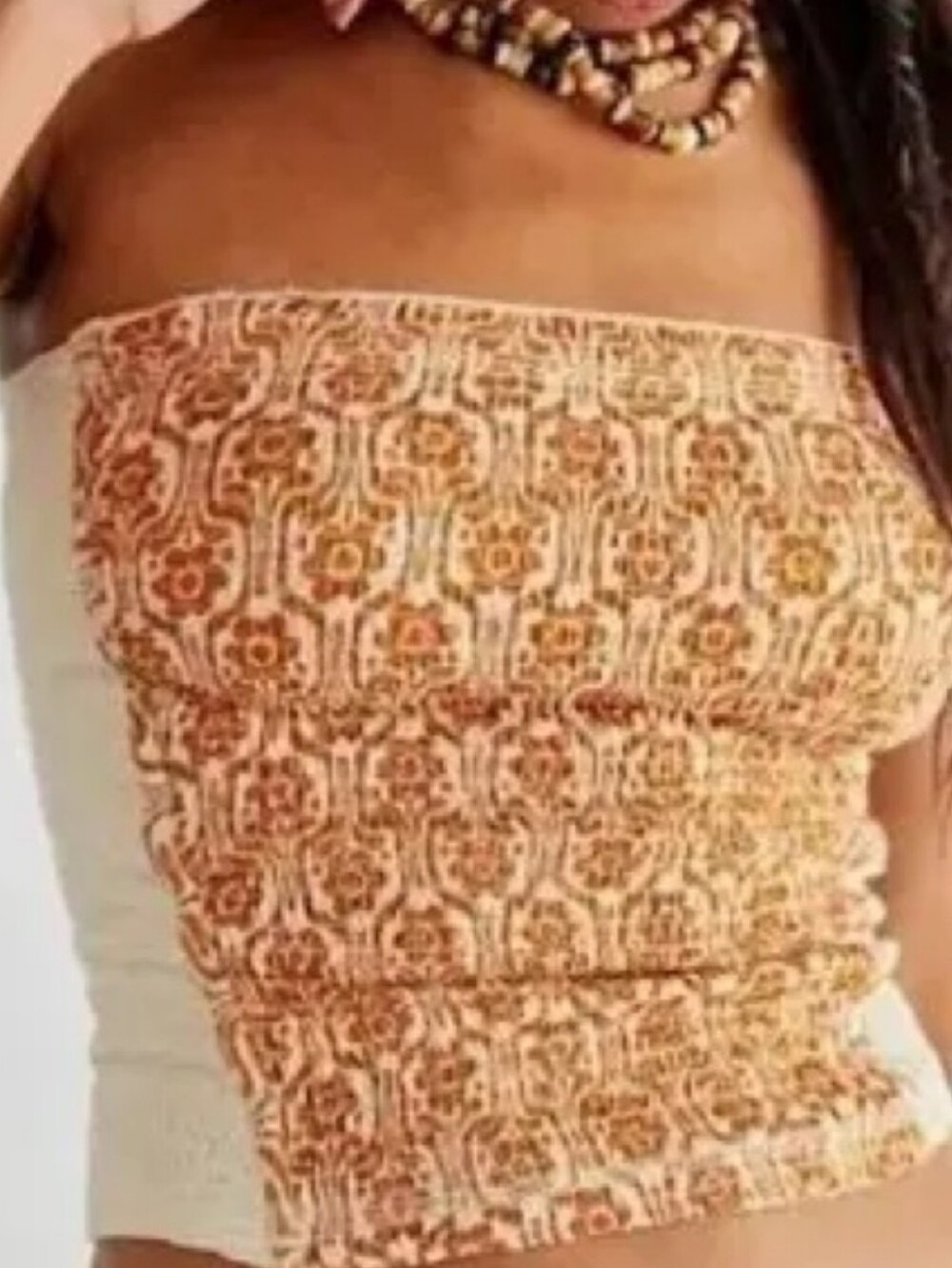 New! Free People In The Groove Smocked Strapless Tube Top Orange M • NWOT